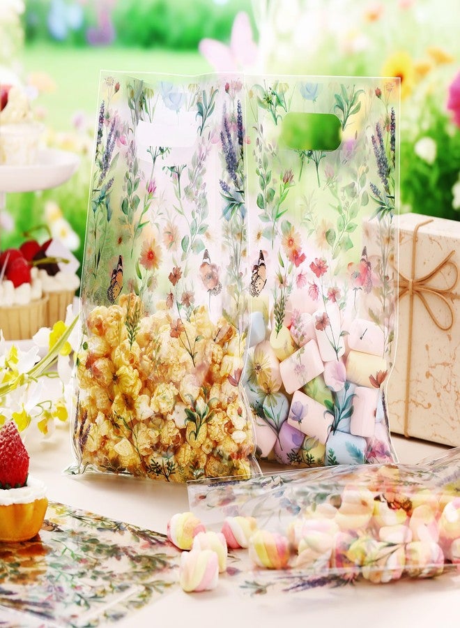 Bulyoou 100 Pcs Wildflower Gift Bags Vintage Wildflower Party Favor Bag with Handle Plastic Goodie Candy Treat Gift Wrapping for Wedding Baby Shower Birthday Party Favors Supplies(Vintage) - Image 4